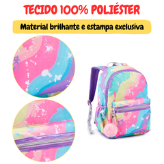 Mochila Escolar Bolsa Juvenil Feminina Colorida Tie Dye Love - comprar online