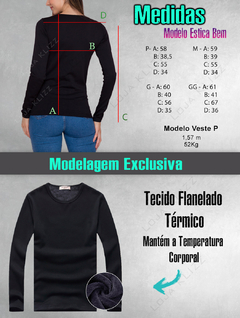 Camisa Térmica Segunda Pele Feminina Manga Longa Flanelada - loja online