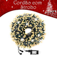 Imagem do Cordão Pisca Pisca 100 Leds Fixo Com Strobo Prova D'água 10M