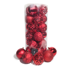 Imagem do Bola de Natal 24 Un Vermelha Grande 8cm Mista Glitter Luxo