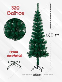Arvore de Natal Slim Fina 180cm Pinheiro Verde 320 Galhos - comprar online