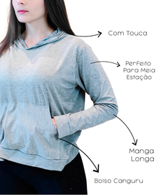 Blusa Feminina Manga Longa Moletinho Canguru Casaco de Frio - KLIZZ