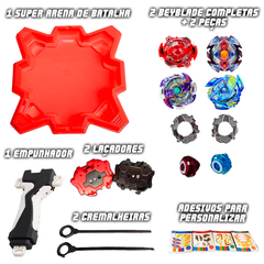 Kit 4 Beyblade + 2 Lançadores e Arena De Batalha Completo na internet