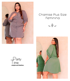 Vestido Chamise Plus Size Feminino Camisão Soltinho Botões - loja online