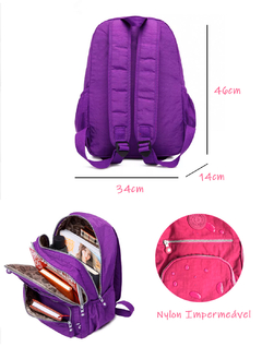 Mochila Bolsa Feminina Escolar Juvenil Básica Impermeável - comprar online