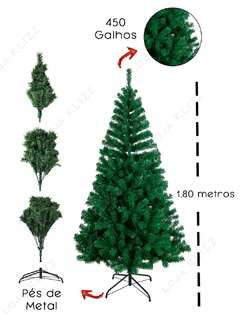 Arvore de Natal 1,80 metros 450 Galhos Cheia Pinheiro Luxo na internet