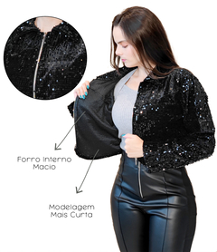 Jaqueta Blusa Feminina Paetê Festa Luxo Casaco Brilho Moda na internet