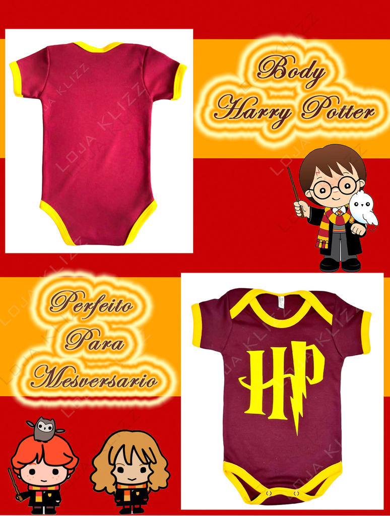 Roupa de Bebe Body Tematico Harry Potter Mesversario