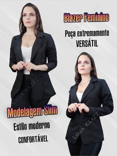 Imagem do Blazer Feminino Casaco Max Social Alongado Slim Acinturado