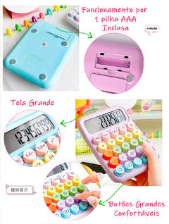 Calculadora de Mesa Simples Kawaii Candy Colorida 12 Dígitos na internet
