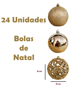 Bola de Natal 6 Unidades Grande 8cm Mista Glitter Luxo