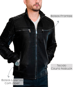 Jaqueta Masculina Couro Nobuck Forrado Casaco Blusa Impermeável