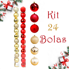 Bola de Natal 24 Unidades Glitter 5cm Bolinhas Decoração