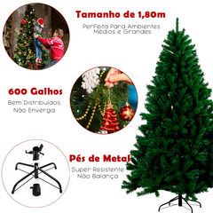 Arvore de Natal 1,80 Metros Pinheiro Verde Premium Luxo - comprar online