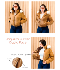 Jaqueta Feminina Dupla Face Puffer Couro PU Casaco Blusa de Frio na internet