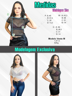 Cropped Blusa Feminina Slim Transparente Brilho Festa Moda - comprar online