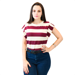 Camiseta Feminina T-shirt Muscle Tee Blusa Listrada Casual - comprar online