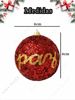 Bola de Natal Grande 8cm Glitter Colors Palavras Fé Amor Paz na internet