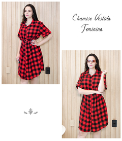 Vestido Chamise Feminino Camisa Camisão Soltinho Botões - loja online