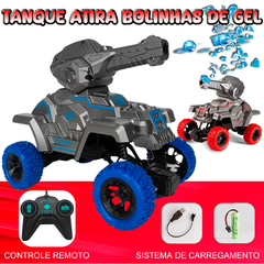 Carrinho Controle Remoto Tanque de Guerra Brinquedo Lança Bolinha De Gel