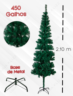 Arvore de Natal Slim Fina 210cm Pinheiro Verde 450 Galhos na internet