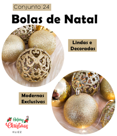 Bola de Natal 6 Unidades Grande 8cm Mista Glitter Luxo - loja online