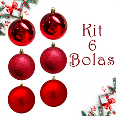 Bola de Natal 6 Unidades Grande 8cm Mista Glitter Luxo - KLIZZ