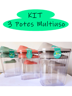 Kit 3 Potes Multiuso Com Tampa Porta Mantimentos Organizador - loja online