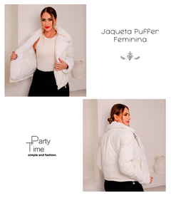 Jaqueta Puffer Feminina PU Emborrachado Casaco Forrado Pelucia Bobojaco - loja online