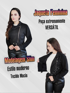 Imagem do Jaqueta Feminina Slim Ramona Blusa Casaco Jaquetinha Suede