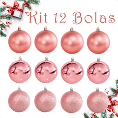 Bola de Natal 12 Unidades Grande 8cm Mista Glitter Luxo - KLIZZ