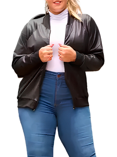 Jaqueta Plus Size Feminina Bomber Blusa de Frio Casaco Inverno Cirre