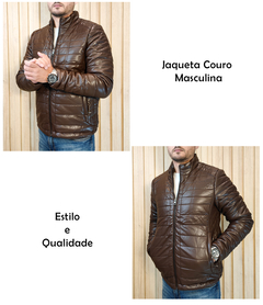 Jaqueta Couro Masculina Bobojaco Forrado Impermeável Slim - KLIZZ