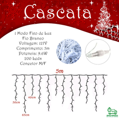 Cascata 200 Leds 5 Metros Luz Fixa Decoração de Natal Extensível na internet