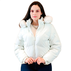 Jaqueta Feminina Dupla Face Puffer Couro PU Casaco Blusa de Frio - comprar online