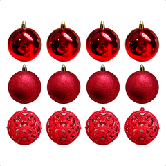 Bola de Natal 12 Unidades Grande 8cm Mista Glitter Luxo - comprar online