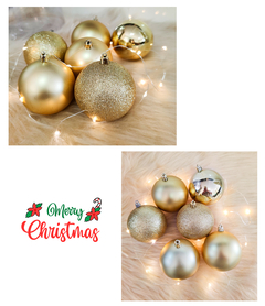 Bola de Natal 12 Unidades Grande 8cm Mista Glitter Luxo - comprar online