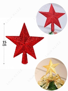 Estrela Ponteira Para Arvore de Natal Glitter 15cm Linda na internet