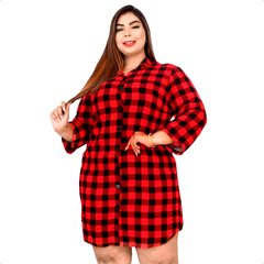 Vestido Chamise Plus Size Feminino Camisão Xadrez Botões na internet