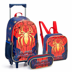 Kit Mochila de Rodinhas Escolar Infantil Super Spider Aranha - loja online