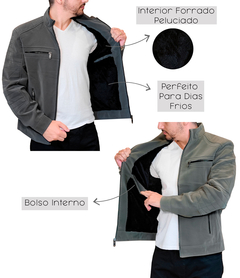 Jaqueta Masculina Couro Nobuck Forrado Casaco Blusa Impermeável na internet