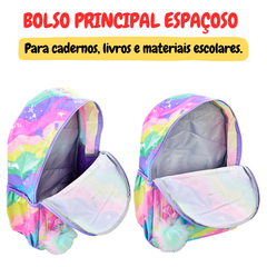 Mochila Escolar Bolsa Juvenil Feminina Colorida Tie Dye Love na internet