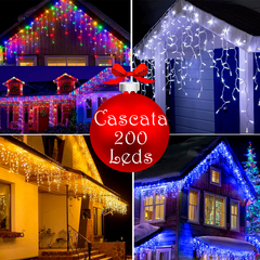 Imagem do Cascata 200 Leds 5 Metros Luz Fixa Decoração de Natal Extensível