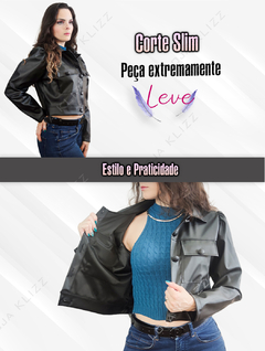 Jaqueta Feminina de Couro Lizzy Slim Casaco Blusa Jaquetinha