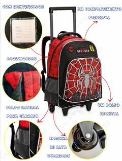 Kit Mochila de Rodinhas Infantil Escolar Super Spider Aranha