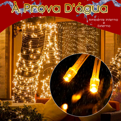 Cordão 100 Leds Luz Natal Fixo 10M Extensível Prova D'Água - comprar online