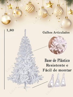 Arvore de Natal Branca 1,80 Metros 320 Galhos Pinheiro Luxo - KLIZZ