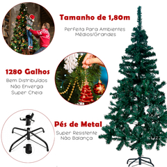 Arvore de Natal 1,80 Metros 320 Galhos Pinheiro Pé de Metal - comprar online