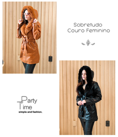 Imagem do Sobretudo Feminino Couro Parka Casaco Max Longo Inverno Tendencia