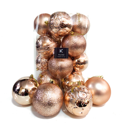 Bolas de Natal Conjunto 16 Un Grande 10cm Mista Decorada - comprar online